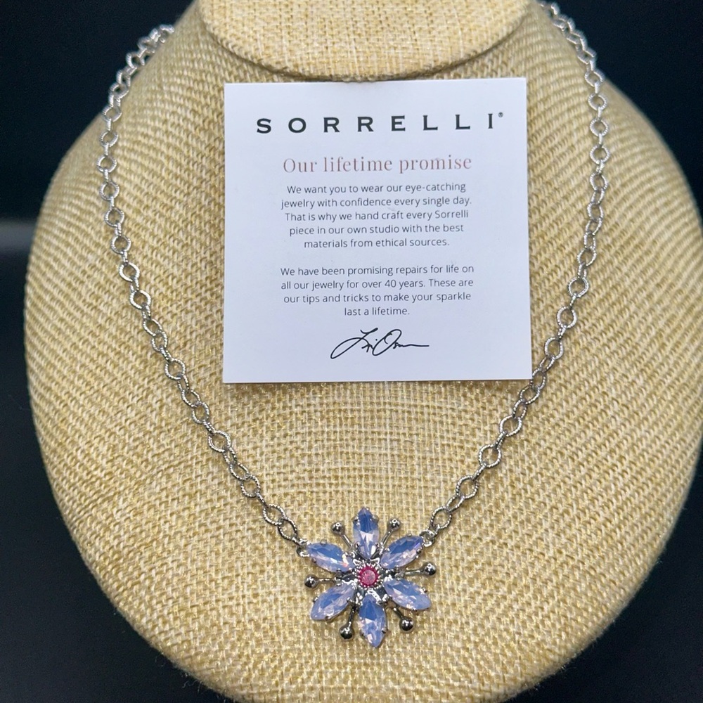 Sorrelli Silver and Pink Floral Necklace